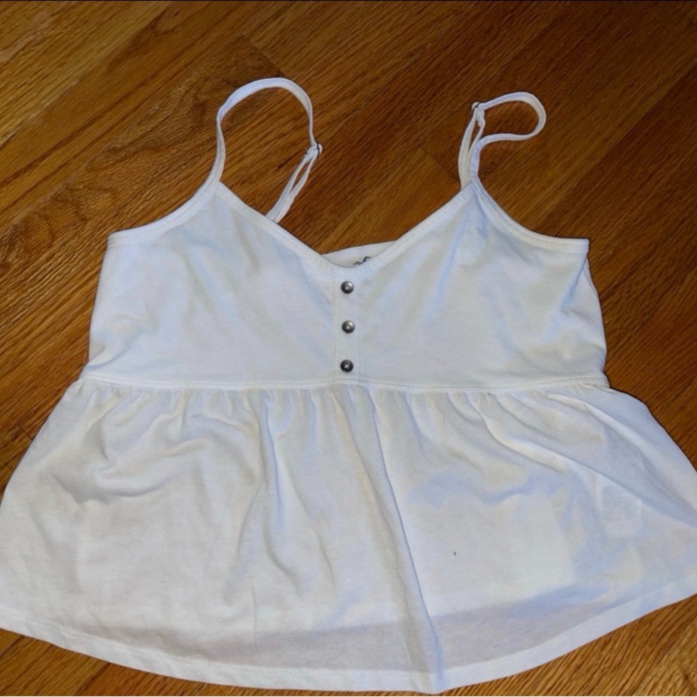 Hollister White Strappy Babydoll Top